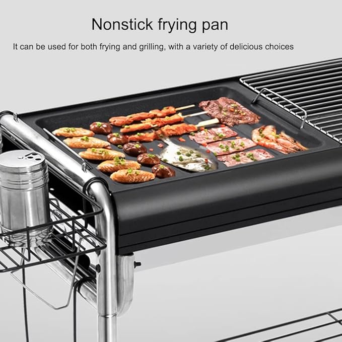 Barbecue Charcoal Grill, Portable Folding BBQ Tool Kits for Camping, Picnic, Outdoor, BBQ,Suitable for 5-15 People (Black 73 * 31 * 81cm)