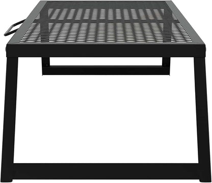 Foldable Camping Grill, Folding Black Outdoor Charcoal Grill, 22.83 x 12.20 x 0.79 in, Portable Alloy Steel with Weather-Resistant Coating for Garden, Balcony, Backyard