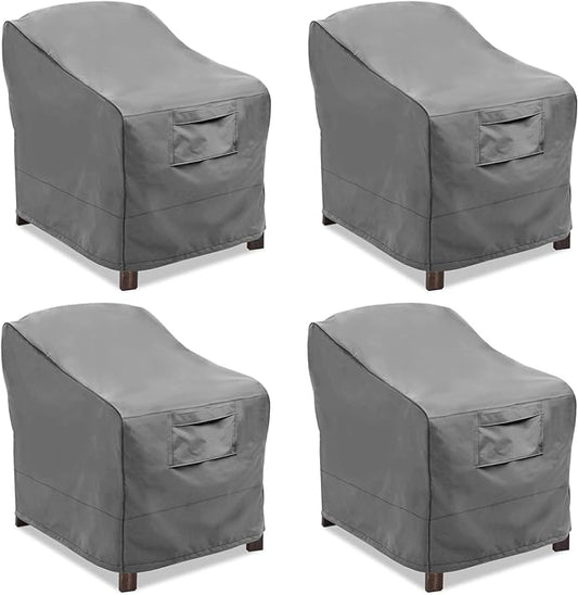Vailge Patio Chair Covers, Lounge Deep Seat Cover, Heavy Duty and Waterproof Outdoor Lawn Patio Furniture Covers (4 Pack - Large, Grey)