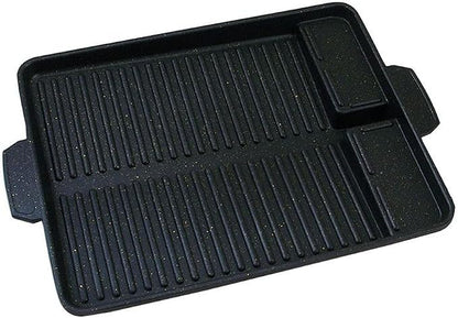 Korean-style Non-stick Grill Pan Rectangular Hot Plate Barbecue Pot Portable Oil Spill Baking Tray for Indoor Outdoor BBQ (Style A)
