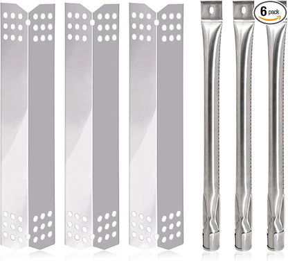 Hiorucet Grill Replacement Parts for Nexgrill 720-0737, Grill Master 720-0737, Stainless Steel Grill Heat Plate Shields, Pipe Burner Tubes for Tera Gear 780-0390.