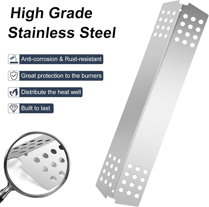 Criditpid Grill Replacement Parts for Charbroil 463241113 463449914 Gas Grill, Heat Plate Shields, Crossover Tubes, Igniters, Burner Tube & Cooking Grates for CharBroil Commercial 4-Burner Gas Grills