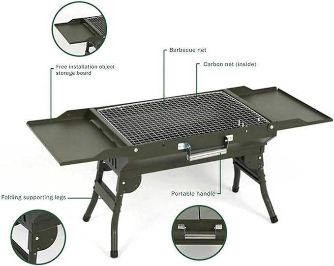 Portable Charcoal BBQ Grill Collapsible Grill Camping Outdoor Cooking Utensils Party