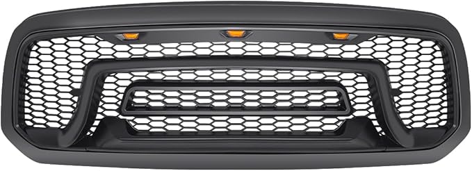Front Grille Compatible with 2013-2018 Dodge Ram 1500, 2019-2023 Ram 1500 Classic, Bumper Grill with Amber Lights (NO "RAM" LETTER)