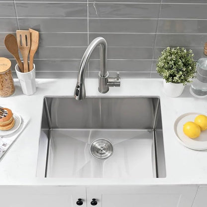 24 Inch Undermount Laundry Sink,Jshozzy 24"x19"x12" Laundry Utility Sink Stainless Steel Outdoor 16 Gauge Deep Single Bowl Kitchen Sinks with Cleaning Brush