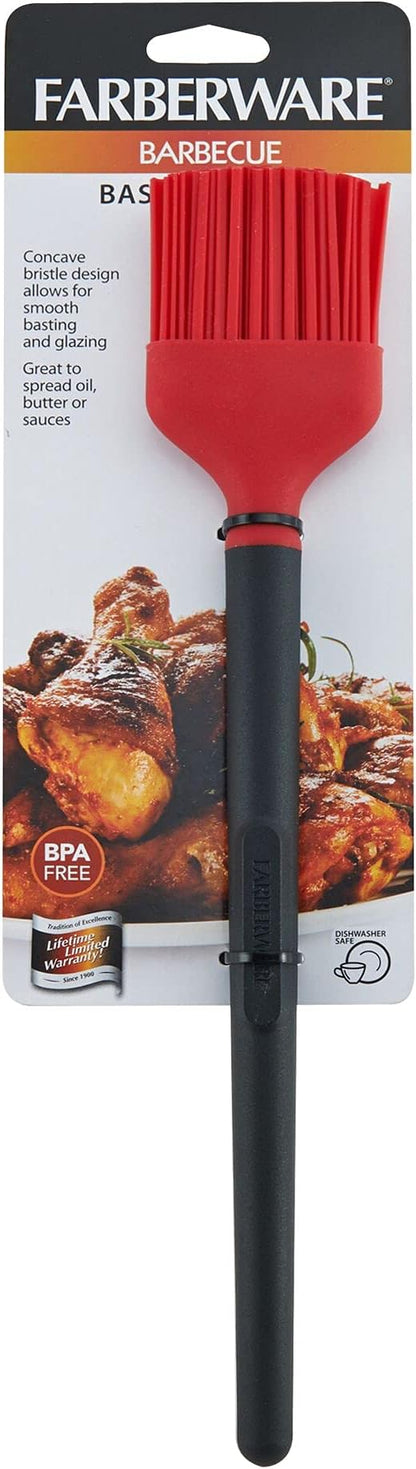 Farberware Barbecue Silicone and Plastic Basting Brush, 11.1-Inch, Red and Black