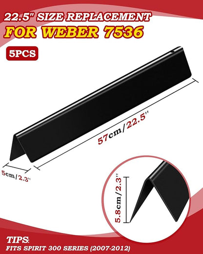 22.5 inch Flavorizer Bars Replacement for Weber Genesis Silver B Silver C Grill Parts with Side Control, 5 PCS Porcelain Enameled Steel Flavor Bars