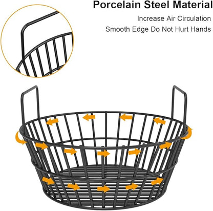 Charcoal Ash Basket for Large Big Green Egg Grill, Heavy Duty Porcelain Steel Fire Basket also Fits Kamado Joe Classic, Compatible with Pit Boss, for Louisiana Grills, for Primo Kamado Grill, Fits Large Grill Dome