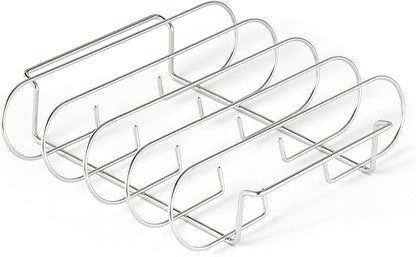 Amazon Basics Stainless Steel Rib Rack for Smoking and Grilling, Holds up to 4 Full Racks, Dishwasher-Safe BBQ Accessory, Silver, 1-Pack