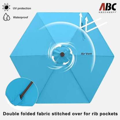 ABCCANOPY 7.5FT Patio Umbrella Outdoor 6 RibsTable Umbrella | Fade & UV Resistant Fabric,6 Fiberglass Ribs,Smooth Crank System,Wind Resistance,Great for Patio,Backyard,Garden,Deck