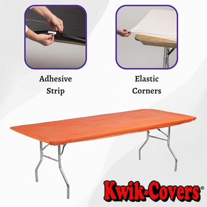 6' Rectangle Plastic Table Covers 30" x 72", Bundle of 5 (Orange)