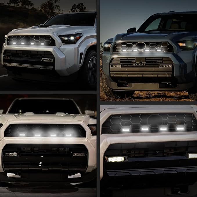 Grille Lights for 4Runner Trailhunter/TRD Pro 2025-2026, 4Pcs Clear Shell White LED Front Grill Light with Wire Harness and Fuse