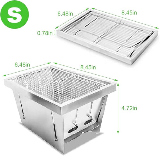 Portable Charcoal Grill for Camping, SEHOMY Foldable BBQ Grills Stainless Steel Smoker Barbecue Picnic Stove for Outdoor Cooking Camping Hiking Picnics Garden Travel Patio Backyard (S)
