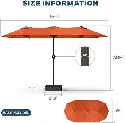 15FT Large Patio Umbrella with Base Included