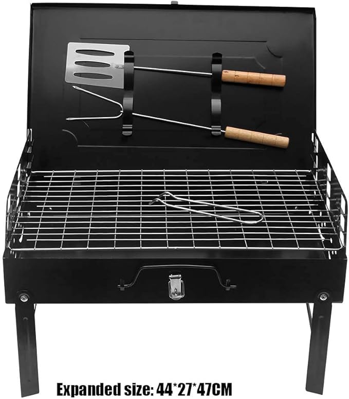 Foldable Portable Charcoal BBQ Grill, Outdoor Barbecue Grill for Camping Picnic Garden Kitchen, Compact Camping BBQ Grills with Tools & Stand,A-1