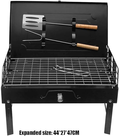 Foldable Portable Charcoal BBQ Grill, Outdoor Barbecue Grill for Camping Picnic Garden Kitchen, Compact Camping BBQ Grills with Tools & Stand,A-1