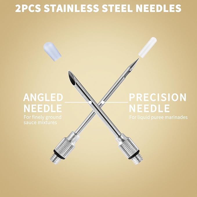 QPMR Turkey Baster With Cleaning Brush, Stainless Steel Baster Tool for Cooking-Baster Syringe for Roaster Turkey, Include 2 Meat Marinade Injector Needles for Thanksgiving