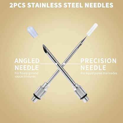 QPMR Turkey Baster With Cleaning Brush, Stainless Steel Baster Tool for Cooking-Baster Syringe for Roaster Turkey, Include 2 Meat Marinade Injector Needles for Thanksgiving