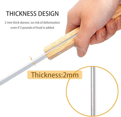 Goutime Kabob Skewers 23 Inch Long,1 Inch Wide Stainless Steel Grilling BBQ Skewer with Wood Handle for Making Koubideh Persian Brazilian Chicken Shrimp Kebab,Set of 7 with Bag