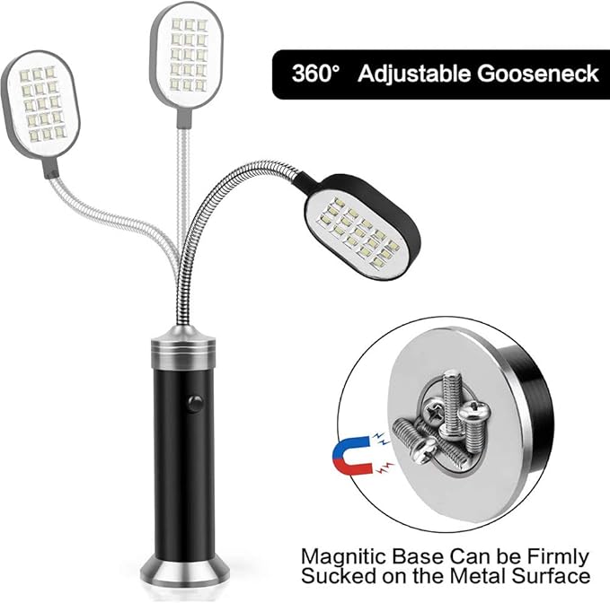 LED Barbecue Lights 15 LED Barbecue Lights 360° Adjustable Grill Lamp Portable Camping Light (Black)