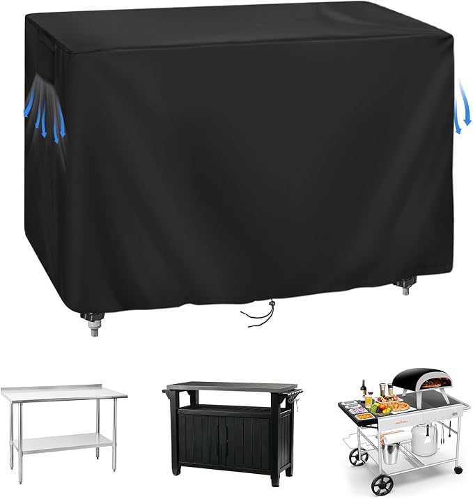 420D Outdoor Prep Table Cover 52 Inch,52''L x 24''W x 35''H,Black | Waterproof Patio Stainless Steel Table Cover, Workbench Covers Waterproof, Picnic BBQ Grill Cart Cover