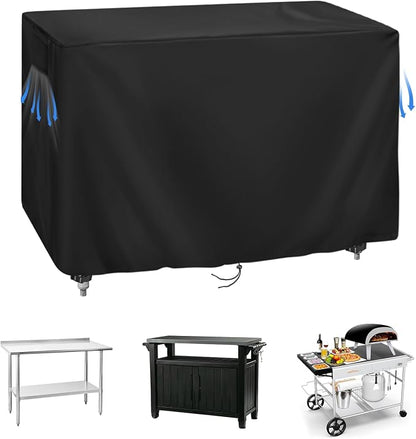 420D Outdoor Prep Table Cover 52 Inch,52''L x 24''W x 35''H,Black | Waterproof Patio Stainless Steel Table Cover, Workbench Covers Waterproof, Picnic BBQ Grill Cart Cover