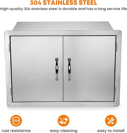 Stanbroil Stainless Steel Outdoor Kitchen Double Door Dry Storage Pantry, 30- Inch