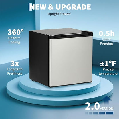 Mini Fridge with Freezer 1.7 Cu.Ft. Single Door Compact Fridge Adjustable Thermostat,Removable Glass Shelves,Ideal for Compact Spaces Bedroom Dorm,Silver