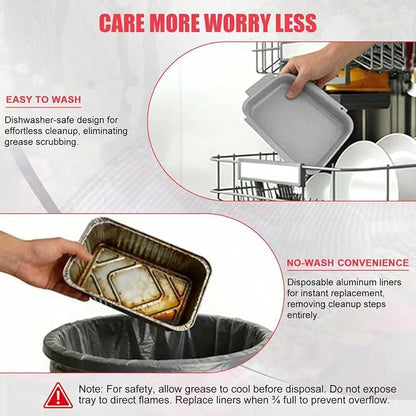 Drip Pan Liners for Most Monument Grills 35633 24633 24367 17842 14633 13762 41847NG 25392, Universal Grease Box & 10 PCS Aluminum Foil Liner for Monument Grill Accessories, 8.4 x 5.8 Foil Drip Pans