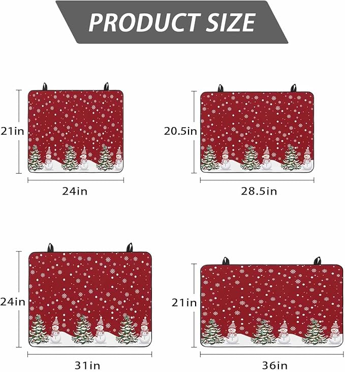 Stove Top Covers for Electric Stove 31x24 Inches, Red Christmas Snowman HeatResistant Glass Cooktop Protector, Winter Xmas Snowflake Ceramic Stovetop Countertop Covers Christmas Tree Mat, Oven Cover