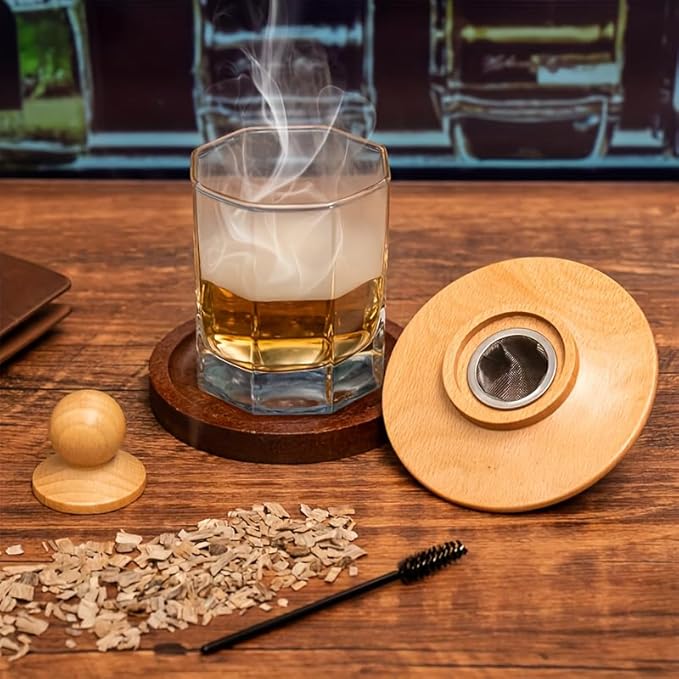 11 Pcs Whiskey Smoker Kit with 6 Wood Chip Flavors- Cocktail Smoker Infuser Kit, Old Fashioned Drink Smoker Kit, Birthday Bourbon Whiskey Valentine's Day Gift for Men, Husband, Him