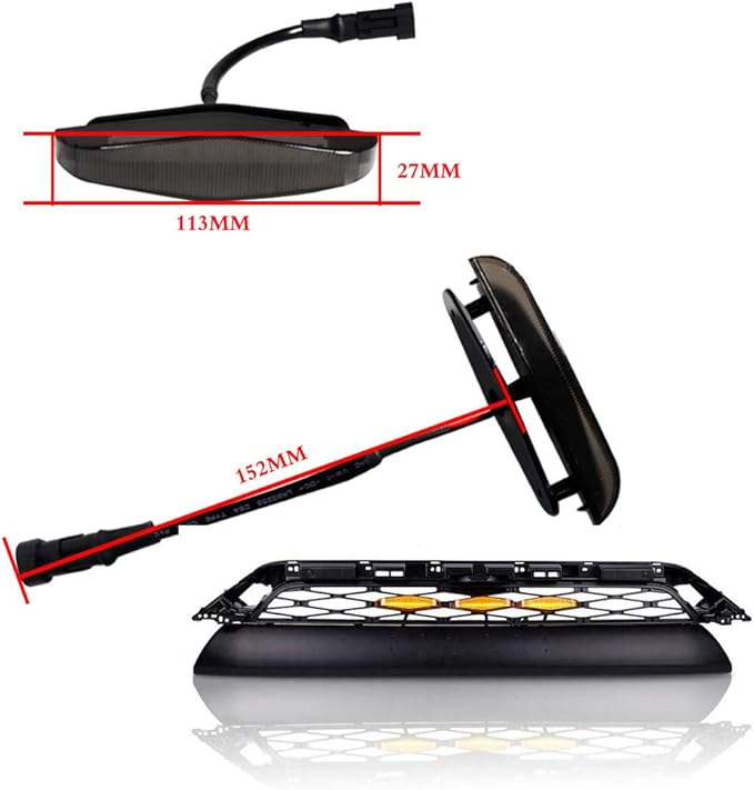 3pcs Smoked Lens Amber LED Grille Lights Compatible with 2014-2019 Toyota 4Runner TRD Pro Grille SR5 TRD Off-Road Limited TRO Pro