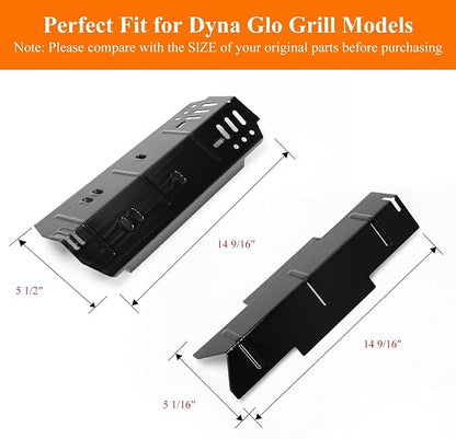 Burner Tube & Heat Plate for Dyna Glo d 3 Burner DGH353CRP | Fits for Dyna-Glo DGF350CSP, DGH373CRP-D DGF371CRP-D, stainless steel grill burners + porcelain steel heat plates