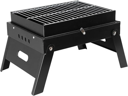 Portable Charcoal Barbecue Grill, Mini Stainless Steel Compact Grill for Travel, Outdoor Cooking and BBQ, Camping Grill Picnic Patio Backyard