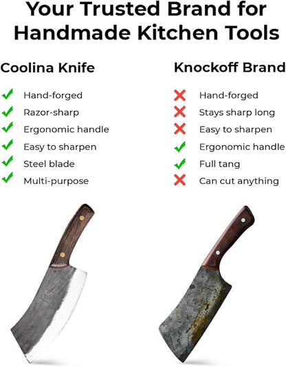 COOLINA Altomino Handmade Chef Knife, 7.1 in High Manganese Clad Steel Blade, for Slicing Meat and Vegetables