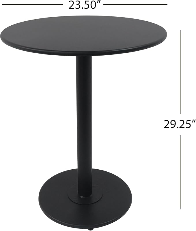 Christopher Knight Home Jodi Outdoor Bistro Set, 3-Piece Bistro Table and Chairs Set of 2, Patio Furniture Set with Iron Frame, Patio Conversation Set for Poolside/Garden Cafeteria, Matte Black