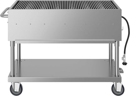 48 in. Commercial Mobile Outdoor Grill Stainless Steel, ETL Listed in Stainless-Steel (KM-CGM-48)