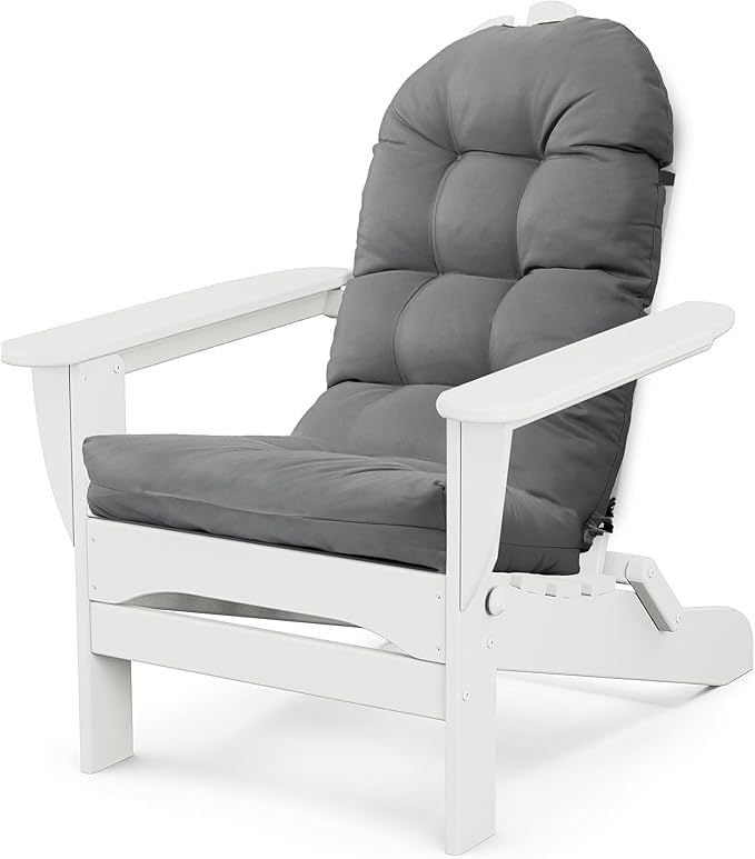 Adirondack Chair Cushion, Outdoor Patio Furniture Seat Pad, Waterproof | Waterproof cover with straps, PP cotton, high back thick seat pad for adirondack rocking chair indoor outdoor porch 44x19x4