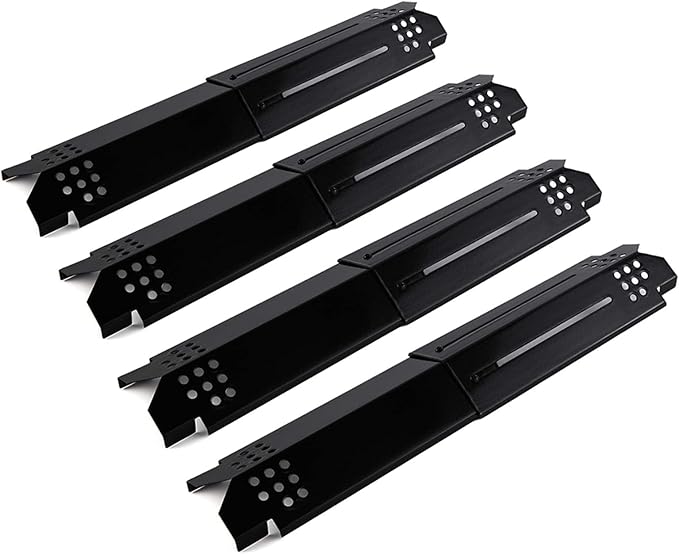 Universal Adjustable Heat Plate Shield, Burner Cover for Gas Grill Char-Broil G550-0006-W1, Replacement Parts for Expert Grill Flame Tamer, Nexgrill Heat Tent etc., 14" to 22" L, 4PCS, Porcelain Steel