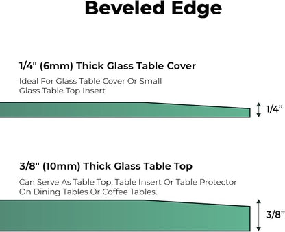 Tempered Glass Table Top 48 Inch Square Beveled Edge Clear Surface 1/2 Inch Thick for Home Office or Outdoor Furniture by fab Glass and Mirror