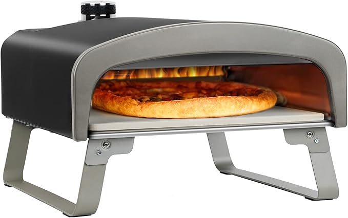 Outdoor Pizza Oven, Portable Gas Pizza Oven with 13x13in Pizza Stone for Outside Cooking, Backyard Pizza Maker, Pizza Accessory Ideal for Outdoor Kitchen and Party, Great Gift PS100