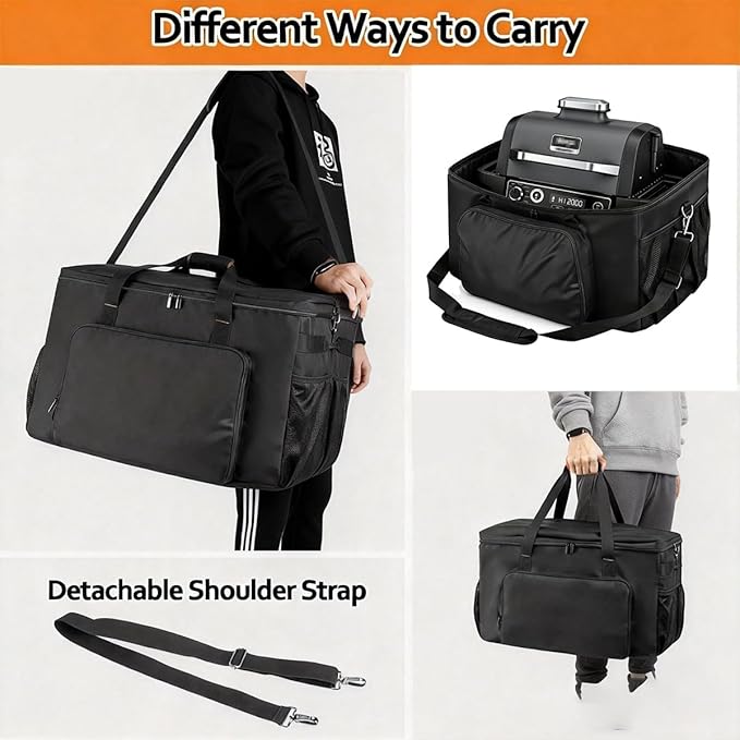 Grill Carry Bag for Ninja Woodfire Series OG701, OG751, OG700,Grill Cover Bag with Multi Storage Pockets for Outdoor Grill Tools & Accessories, Only Bag