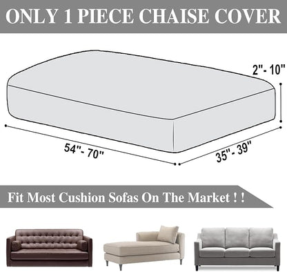 LA MEACK Couch Cushion Cover Chaise Lounge Cover Washable Separate Seat Chaise Couch Cover Stretch Sectional Sofa Slipcover(1 Piece for Chaise or Sofa 3-Seater, White)