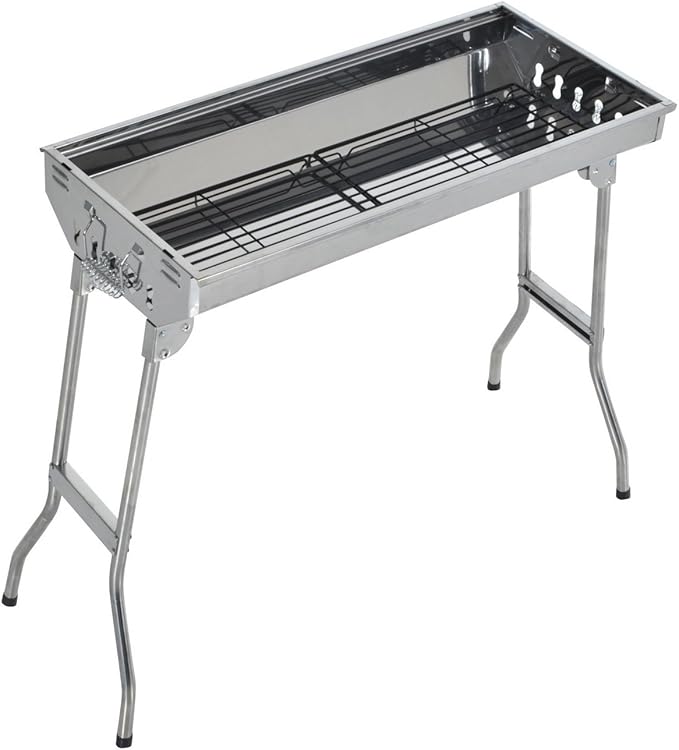 New Large 36 in x 13 in Russian Style Stainless Steel Portable Folding Charcoal BBQ Grill Camping Fishing House Party or in Park Nature Шашлык Грилл (Special Order, Allow Extra Time for Delivery)