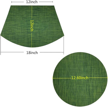 Wedge Placemats,Set of 7 Vinyl Placemats for Round Tables Woven Non-Slip Heat-Resistant Easy to Clean Wipeable Washable Dinner Table Mats（Seaweed Green）