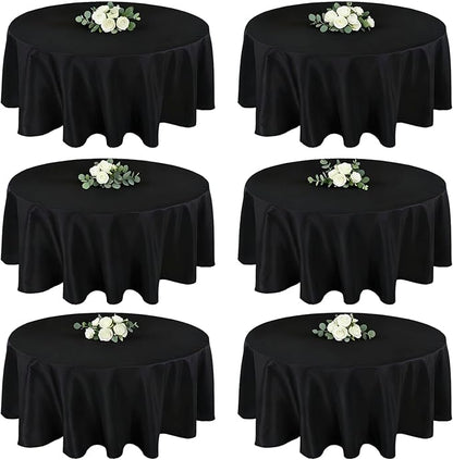 MRJ 6 Pack Round Table Cloth 70 Inch Black Polyester Tablecloth Stain and Wrinkle Resistant Washable Table Cover for Restaurant Hotel Banquet