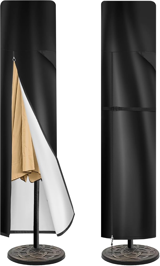 Patio Umbrella Cover for 9ft to 13ft Offset Umbrella, 600D Oxford Fabric Cantilever Umbrella Covers All-Weather Protection with Sturdy Waterproof Zipper and Top Vent