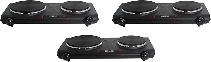 IMUSA Double Electric Hot Plate, Black (Pack of 3)
