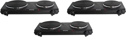IMUSA Double Electric Hot Plate, Black (Pack of 3)