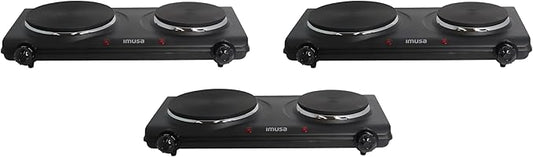 IMUSA Double Electric Hot Plate, Black (Pack of 3)